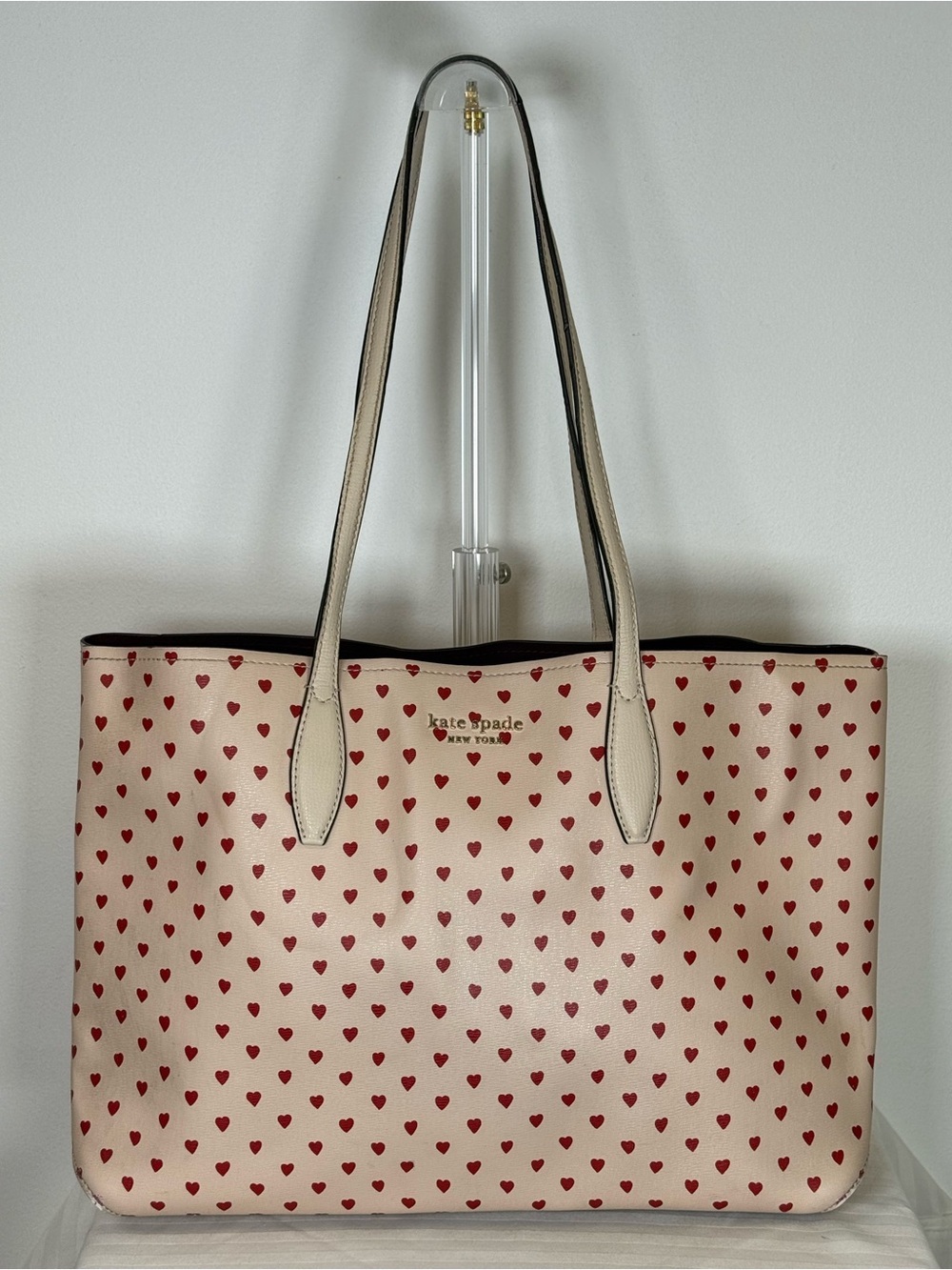 Kate Spade New York ‘All Day Hearts’ Large Tote Open Top Design Leather Straps